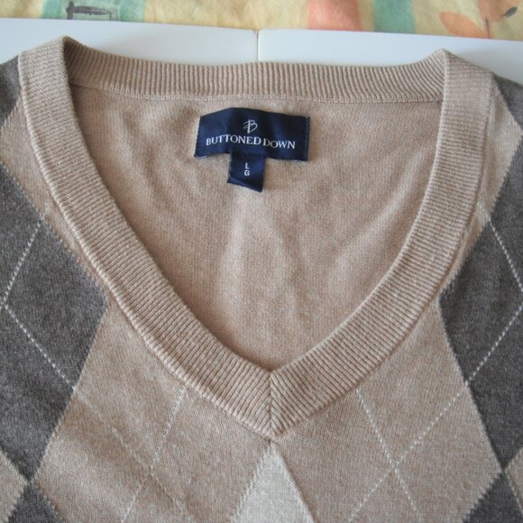 Buttoned Down Men’s Sweater Large Cream V-neck Lightweight Cotton 100% New - Picture 5 of 8